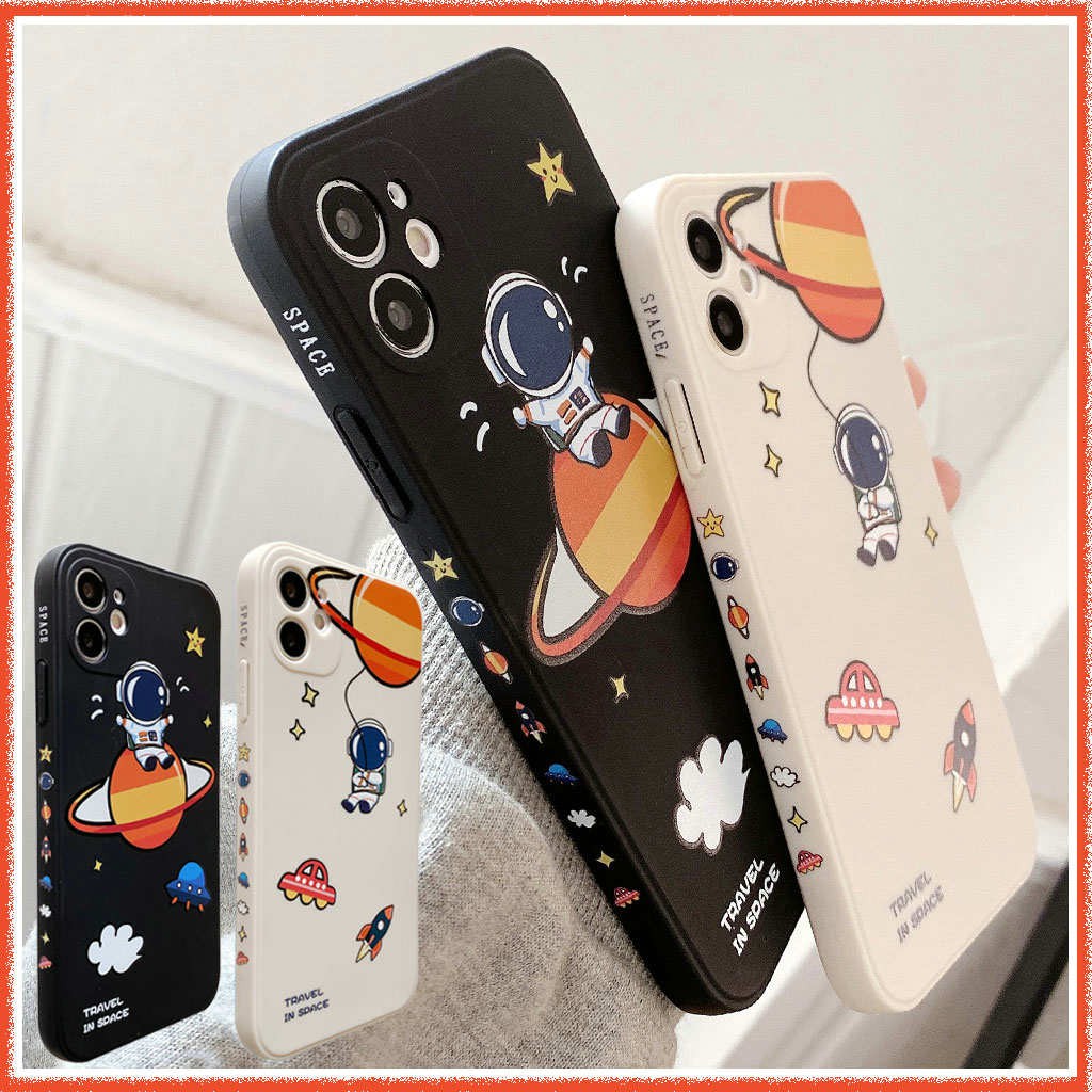 เคสลายการ์ตูนนักบินอวกาศ 🔥 เคสไอโฟนลายแถบข้างขอบเหลี่ยม นาซ่า iPhone 12 Pro Max เคสไอโฟน7พลัส เคส Apple iPhone11 11promax XS 6 d เคสไอโฟน8พลัส iPhone12 mini Astronaut Case SE 2020 เคสi12 X เคสไอโฟน 12 iPhone 11 Xr 6s plus เคสi11 SE2 เคสไอโฟน11