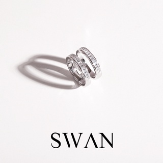 SWAN - Baguette Two Rows Ring แหวนเงินแท้ เพชรบาแกตต์ 2 แถว ฝังเพชรคิวบิกเซอร์โคเนีย cubic zirconia