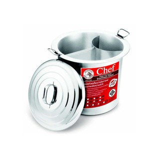 ตราหัวม้าลาย หม้อก๋วยเตี๋ยว รุ่น CHEF ขนาด 40 ซม. x 3 ช่องโค้ง Zebra Noodle Pot Model CHEF Size 40 cm. X 3 Curved