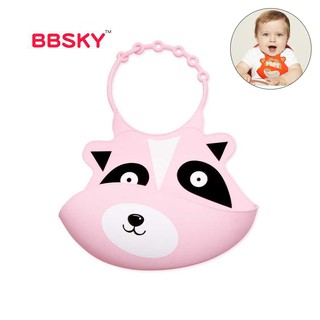 Silicone baby BIB ผ้ากันเปื้อนซิลิโคนสำหรับเด็ก ลายแร็กคูน