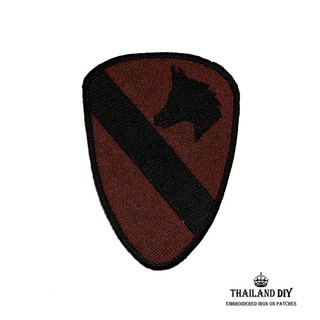 ตัวรีดติดเสื้อ ชุดทหาร ทหารม้า สีน้ำตาล เสื้อทหาร Cavalry Division Patch wop งานปัก DIY ตัวรีด อาร์ม ติดเสื้อ แจ็คเก็ต