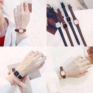 แหล่งขายและราคานาฬิกาข้อมือสตรี Retro Simple Square เข็มขัดนิกเก๋นาฬิกาเกาหลีอาจถูกใจคุณ
