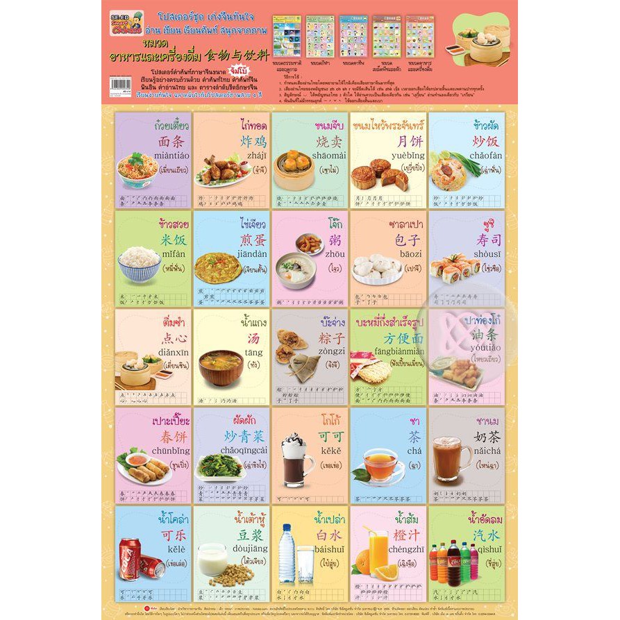 Se-Ed (ซีเอ็ด) หนังสือ โปสเตอร์คำศัพท์ไทย-จีน หมวดอาหารและเครื่องดื่ม ...