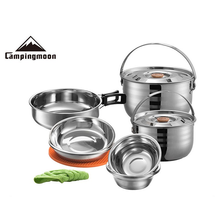 ❤️ ชุดหม้อสแตนเลสแท้ Campingmoon MC-210 (พร้อมส่ง)