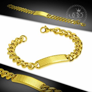 555jewelry สร้อยข้อมือลาย Curb Cuban Link รุ่น MNC-BR505 สร้อยข้อมือดีไซน์เรียบ สแตนเลสสตีล สร้อยข้อมือทอง ข้อมือสแตนเลส