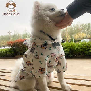 Happy PETs เสื้อกันฝนสุนัข มีฮูด ลายน่ารัก เสื้อกันฝนสัตว์เลี้ยง