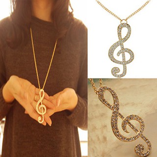 sunnyheart แฟชั่นสตรี Rhinestone Music Note แหวนจี้สร้อยคอยาว