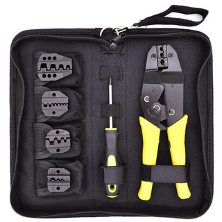 Wire Crimper Set Decrustation Engineering Ratchet Terminal Crimping Plier Electrical Hand Tool With Screwdriver 4 Spare