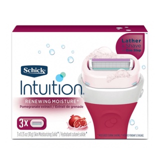 ชุดใบมีดโกนอุปกรณ์เสริมสำหรับมีดโกนรุ่น Schick Intuition Renewing Moisture Pomegranate Extract Women’s Razor Blade Refil