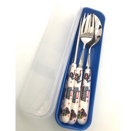 Captain America ช้อน ส้อม ตะเกียบ ชุดช้อน สแตนเลสอย่างดี น่ารัก ลาย กัปตัน อเมริกา พร้อมกล่อง สวยงาม