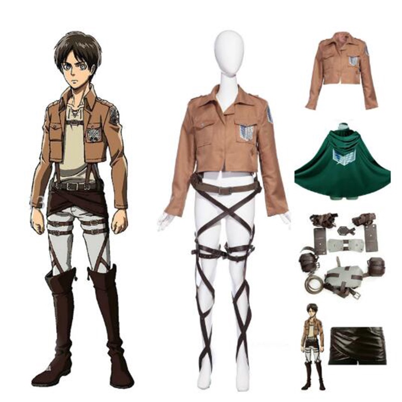 Attack on Titan Cosplay ชุดเครื่องแต่งกายคอสเพลย์ กางเกงขาสั้น ผ้าคลุมไหล่ แบบหนัง ลาย  Shingeki no 