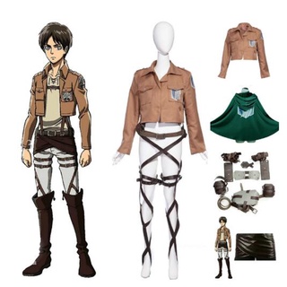 Attack on Titan Cosplay ชุดเครื่องแต่งกายคอสเพลย์ กางเกงขาสั้น ผ้าคลุมไหล่ แบบหนัง ลาย  Shingeki no Kyojin Mikasa Ackerman