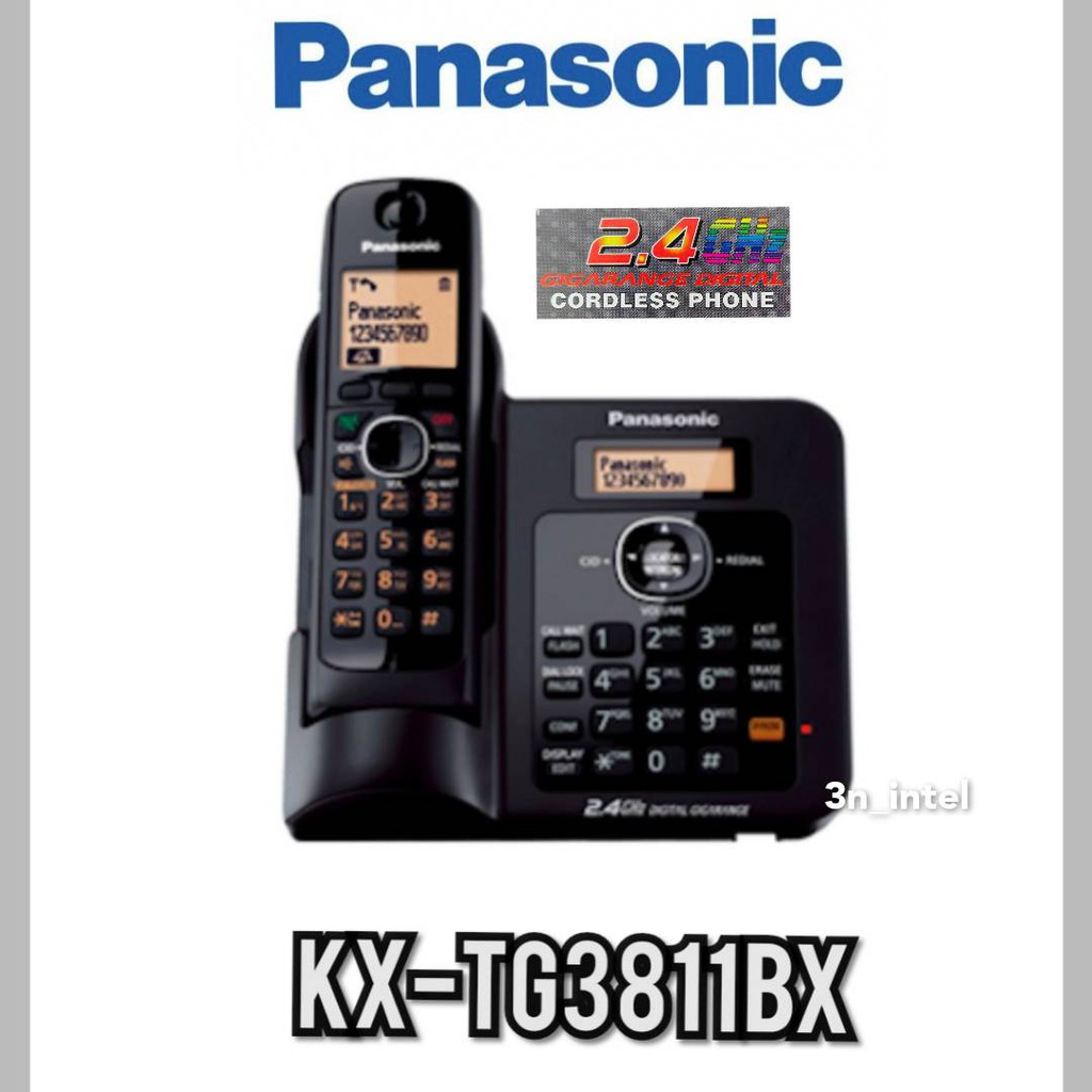โทรศัพท์ไร้สาย สีดำ Panasonic Kx-Tg3811Bxb ประกันศูนย์พานาโซนิค1ปี+