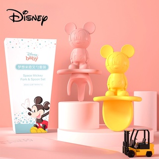 Disney 2 ชิ้น Baby Learn To Eat ด้ามจับสั้นซิลิโคนเลียช้อนนุ่มช้อนการฝึกอบรมอาหารเสริมสำหรับทารกการรับประทานอาหารบนโต๊ะอาหาร