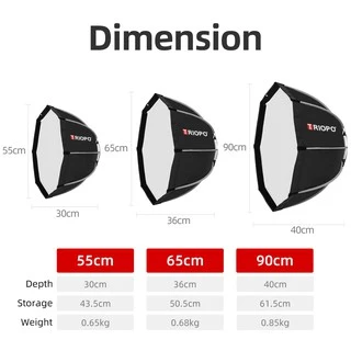 Triopo 55cm/65cm/90cm Portabe Bowens Mount Octagon Umbrella Softbox Outdoor Soft Box + Honeycomb Grid + 2m Light Stand for Studio Strobe