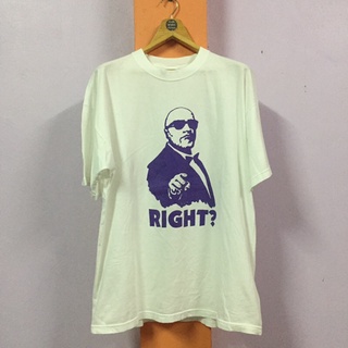 เสื้อยืดวงดนตรีผ้าฝ้ายแท้ คอลูกเรือVTG RAY CHARLES / RIGHT?  TAG: SCREEN STARS FRUIT OF THE LOOM 100%COTTON  SIZE(INCH):