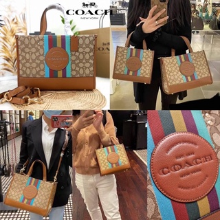 COACH DEMPSEY TOTE IN SIGNATURE JACQUARD WITH STRIPE AND COACH PATCH