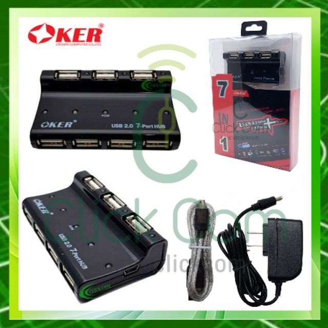 คอมพิวเตอร์และอุปกรณ์เสริม⊕OKER  HUB USB 2.0    7 PORT  H-901 พร้อม Adapter charge