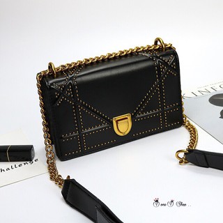 เช็คก่อนสั่ง กระเป๋า DIOR DIORAMA BAG IN BLACK STUDDED LAMBSKIN