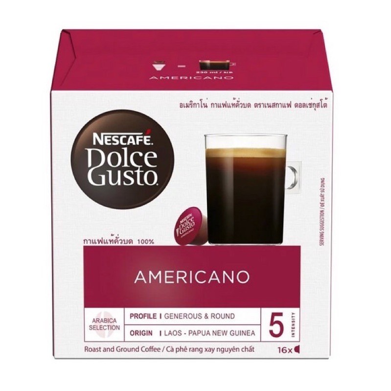 NESCAFE DOLCE GUSTO เนสกาแฟ โดลเช่ กุสโต้ แคปซูลกาแฟ AMERICANO อเมริกาโน่ แคปซูลกาแฟคั่วบด 16 แคปซูล 1 กล่อง