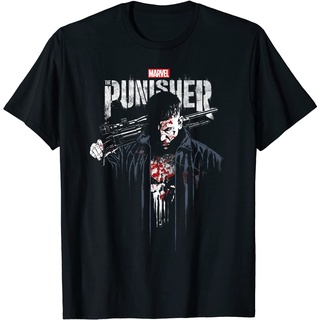 เสื้อยืดพิมพ์ลายเสื้อยืดเสื้อยืด พิมพ์ลาย Marvel The Punisher Frank Castle Vigilante สําหรับผู้ชาย และผู้หญิง - เสื้อยืด