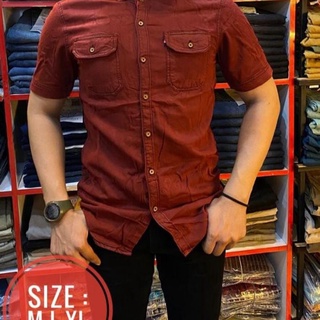 ใหม่ พร้อมส่ง เสื้อเชิ้ตลําลอง สําหรับผู้ชาย แขนสั้น พิมพ์ลาย Levis