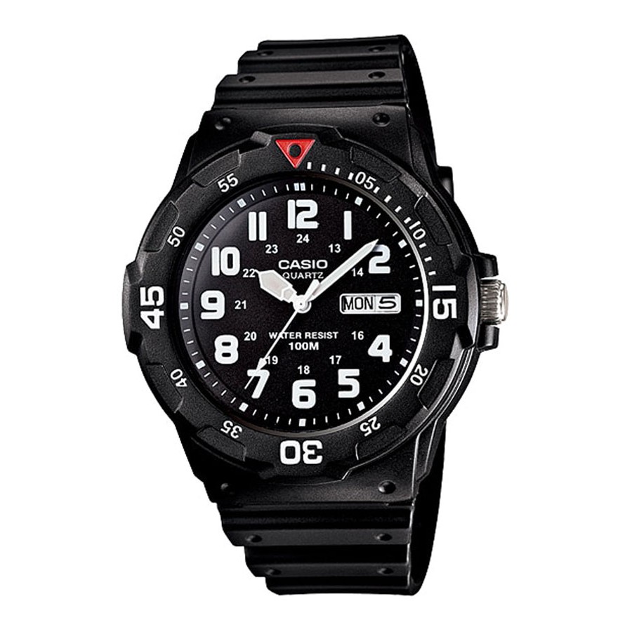 Casio Standard นาฬิกาข้อมือผู้ชาย สายเรซิน รุ่น MRW-200,MRW-200H,MRW-200H-1B,MRW-200H-1BVDF - สีดำ