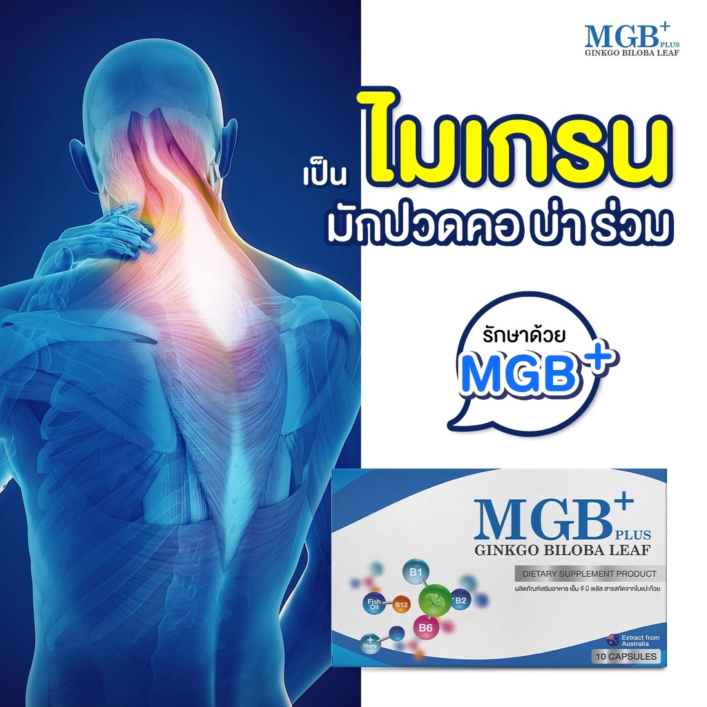 9.9 ส่งฟรี MGB Plus เหลือ20เซต วิตามินแก้ไมเกรน นอนกรน วิตามินบำรุงสมอง ...