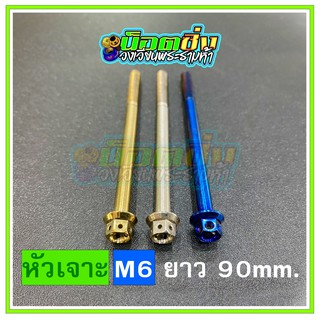 น็อตสแตนเลส หัวเจาะดอกไม้ ขนาดเกลียว m6 ยาว 90 mm.