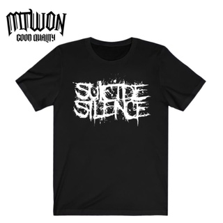 คอตต้อนคอกลมSuicide SILENCE เสื้อยืดแขนสั้น ผ้าฝ้าย โอเวอร์ไซซ์ ลายโลโก้ metalcore trash death Distro สีดํา สําหรับผู้ชา