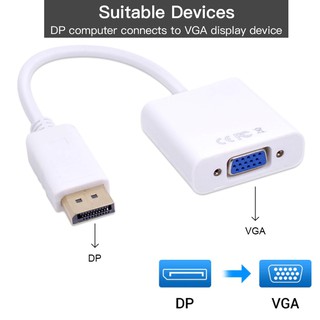 สายแปลง Displayport to VGA Adapter 1080P Display Port Male to VGA Female Converter for Projector HDTV Monitor DP to VGA