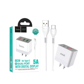Hoco DC28 ชาร์จเร็ว ชุดชาร์จ สำหรับ iP/Micro USB/Type C 2USB หัวชาร์จ+สายชาร์จ 5A