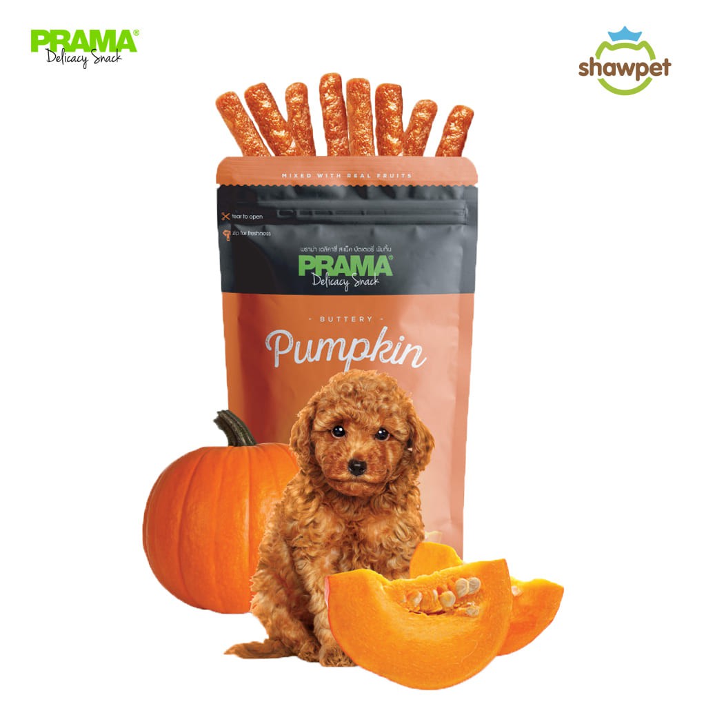 PRAMA Delicacy Snack พราม่า เดลิคาซี่ สแน็ค รสฟักทอง ขนมสุนัข ขนาด 70 กรัม
