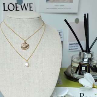 สร้อยคอแฟชั่น Lydia gold shells &amp; freshwater pearl