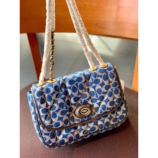 COACH PILLOW MADISON SHOULDER BAG IN SIGNATURE DENIM WITH QUILTING ((CA104))