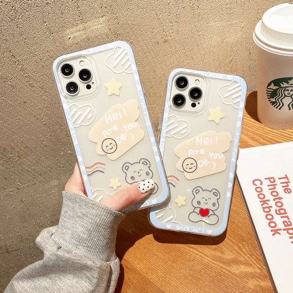 Cute Casing Huawei Y7 Y9 Prime Pro 2019 Y9S Y6s Y6 Y7A Y8P Y5P Y7P Nova 7 7i SE 5T 3 3i 3e 4e Mate 40 30 20 Pro 5G P40 P30 P20 Lite Honor 20 Play 10 8A 8X Clear Soft Shockproof Anti-fall Cartoon bear Phone Case Full Back Cover HLE 02