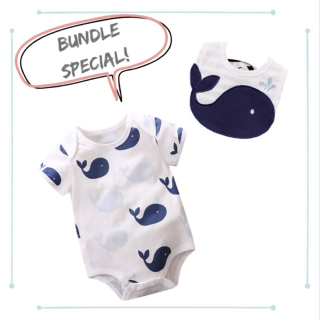 Babylissle - Kore Bundle Set (ชุดรอมเปอร์ Kore + Kore Bib) | รอมเปอร์เบบี้สั้น | ผ้ากันเปื้อนเด็ก