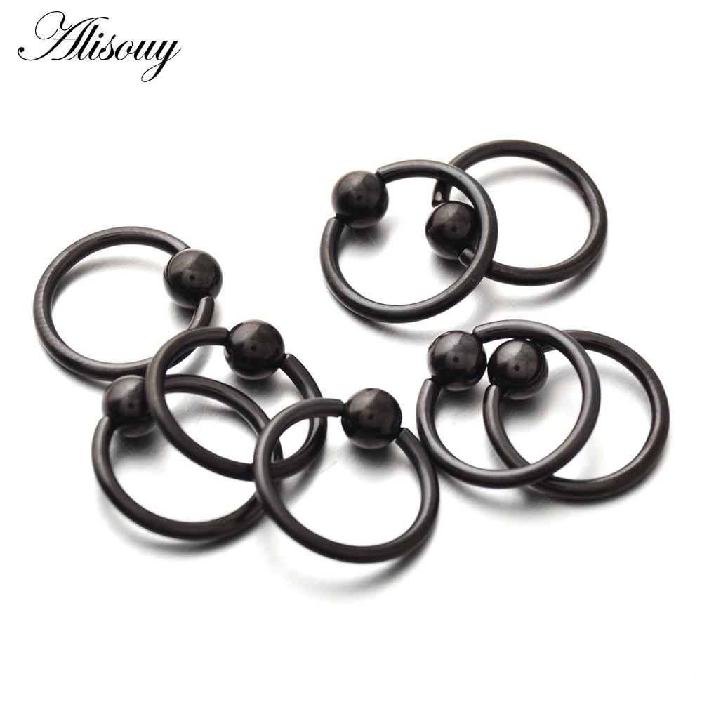 Alisouy 1PC 16G สแตนเลสสตีล Captive ลูกปัดแหวน BCR เจาะริมฝีปากจมูกแหวนหู Tragus หัวนมแหวนสะดือแหวนเครื่องประดับ