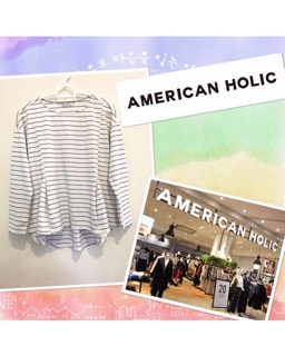 เสื้อลายทาง หน้าสั้น-หลังยาว แบรนด์AMERICAN HOLIC อก40” หน้ายาว21.5” หลังยาว25.5”