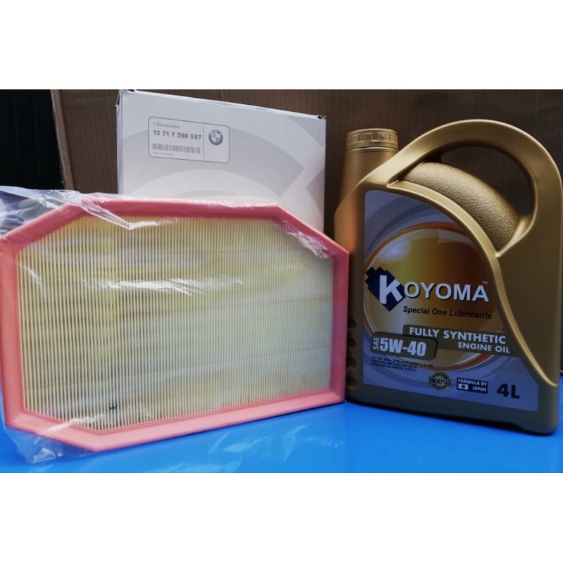 กรองอากาศ BMW N52 N53 F10 523 8i F01 730i 13717590570 + น้ํามันเครื่องสังเคราะห์ FULLY KOYOMA 5W40