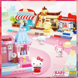 SANRIO ของเล่นตัวต่อ รูปบ้านไอศกรีมเฮลโลคิตตี้ เมโลดี้ แนวสตรีท สร้างสรรค์ ของขวัญ สําหรับตกแต่งบ้าน DIY