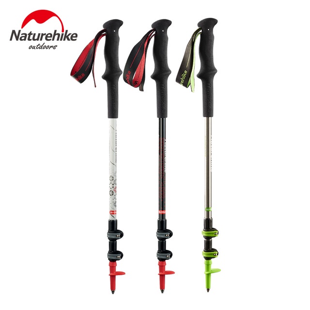 Naturehike คาร์บอนไฟเบอร์ + อลูมิเนียมไม้เท้าเสาน้ําหนักเบา Camping Trekking Pole เดินป่า Cane NH17D