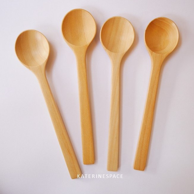 ช้อนขนมหัวกลม ขนาด 13cm. ช้อนไม้แท้ handmade