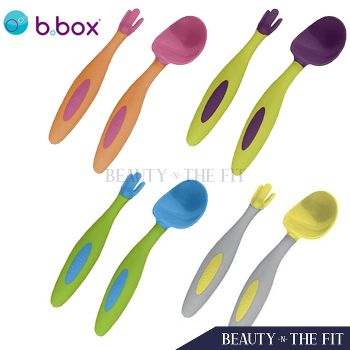  b box toddler cutlery set with case strawberry shake lemon
