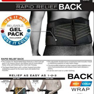 เข็มขัดพยุงหลังเจล ร้อน/เย็นCopper Fit Rapid Relief Back