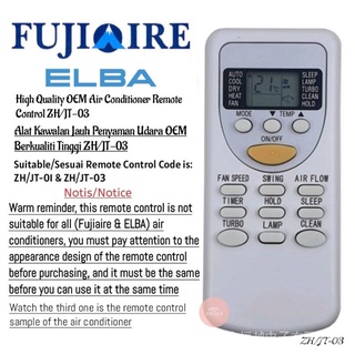 Fujiaire Elba zh/JT-03 รีโมตควบคุมเครื่องปรับอากาศ OEM แบบเปลี่ยน