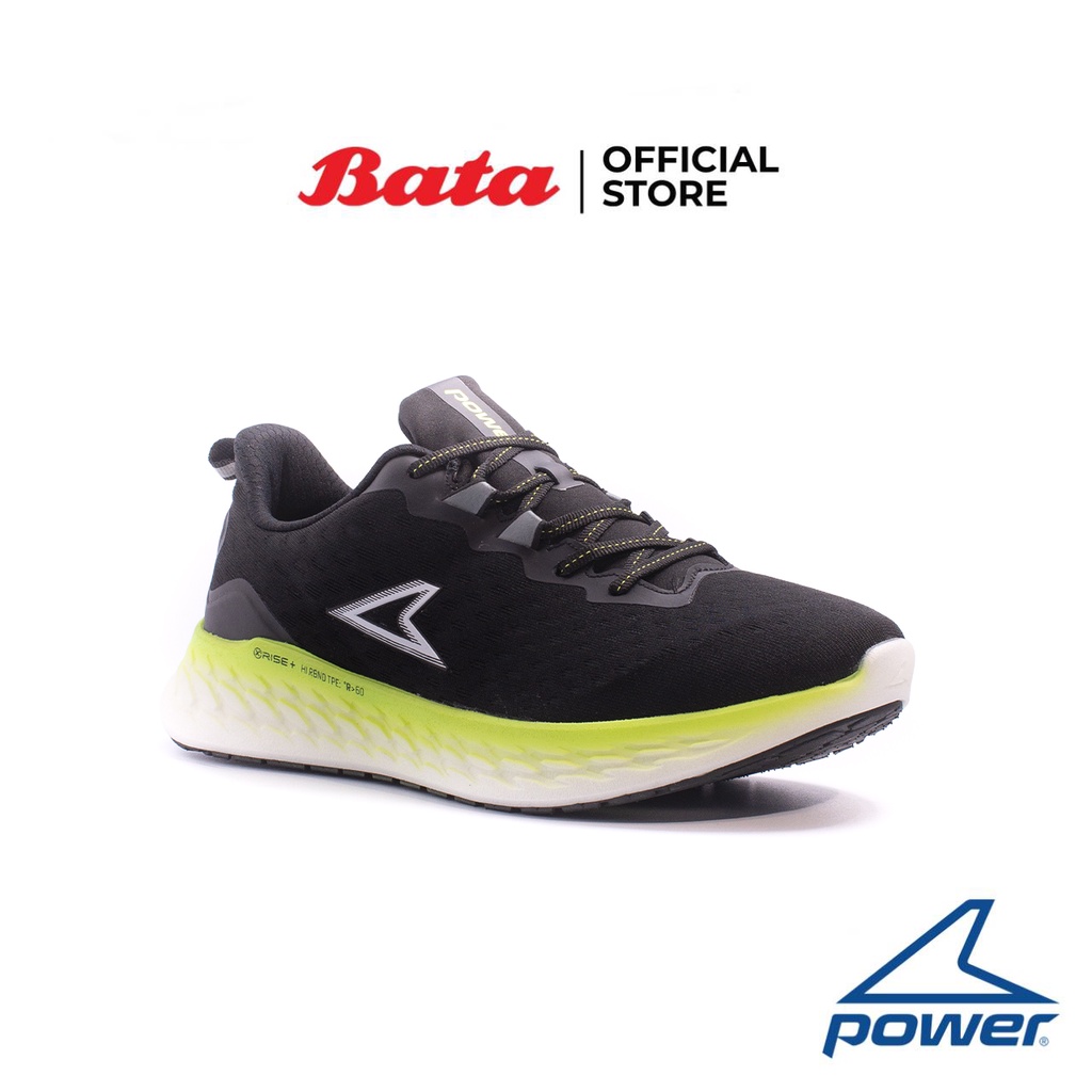 Bata บาจา ยี่ห้อ Power รองเท้าผ้าใบออกกำลังกาย แบบผูกเชือก รองรับน้ำหนักเท้าได้ดี สำหรับผู้ชาย รุ่น XoRise+500 สีดำ 8186729
