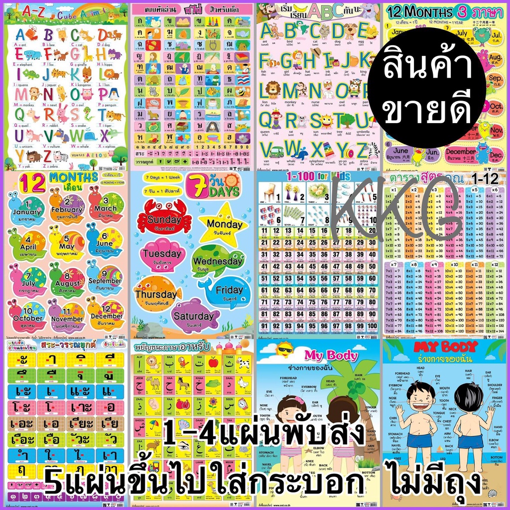 โปสเตอร์ กไก่ โปสเตอร์หัดอ่าน ก-ฮ abc a-z 1-100 สูตรคูณ โปสเตอร์อนุบาล โปสเตอร์ปฐมวัย โปสเตอร์นักเรียน โปสเตอร์อนุบาล