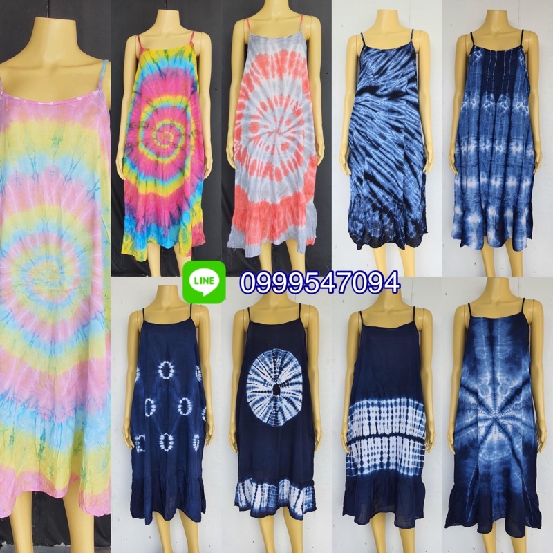 ชุดเดรสสายเดี่ยวมัดย้อม 🌈new arrival