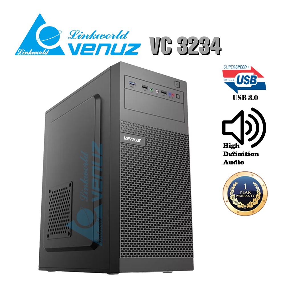 VENUZ ATX Computer Case VC 3234 - Black